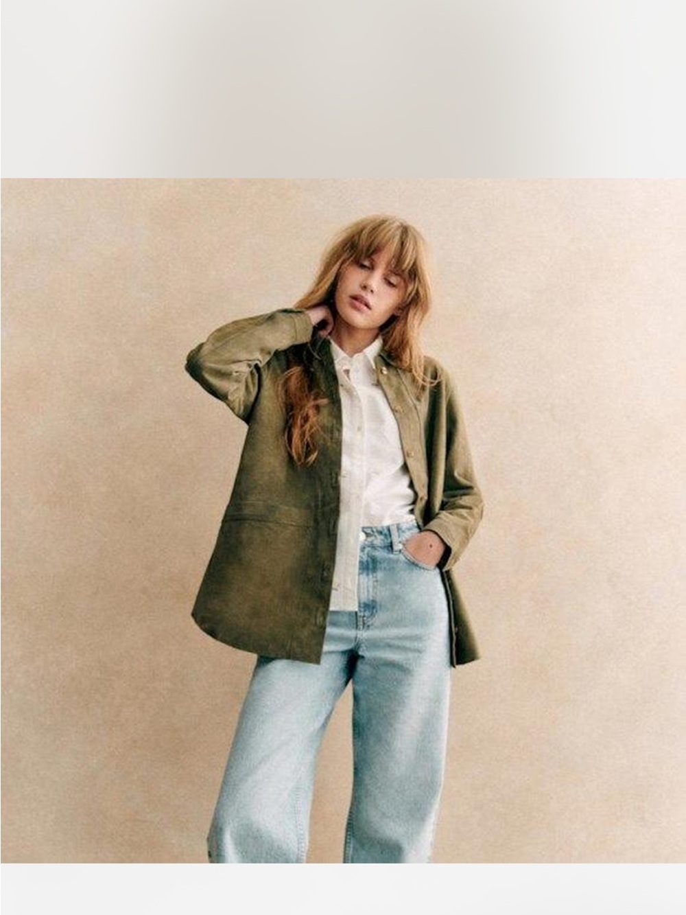 NWT Sezane Olive Suede Will Jacket - Picture 4 of 5